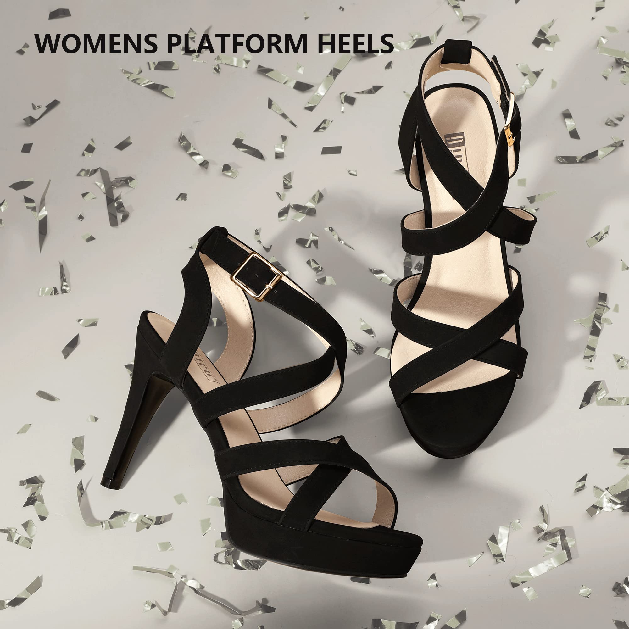 IDIFU Women's Strappy High Heel Sandals - Open Toe Platform Ankle Strap Dress Shoes for Wedding, Bridal, Homecoming & Evening Parties - Perfect for Prom, Date Night and Special Occasions