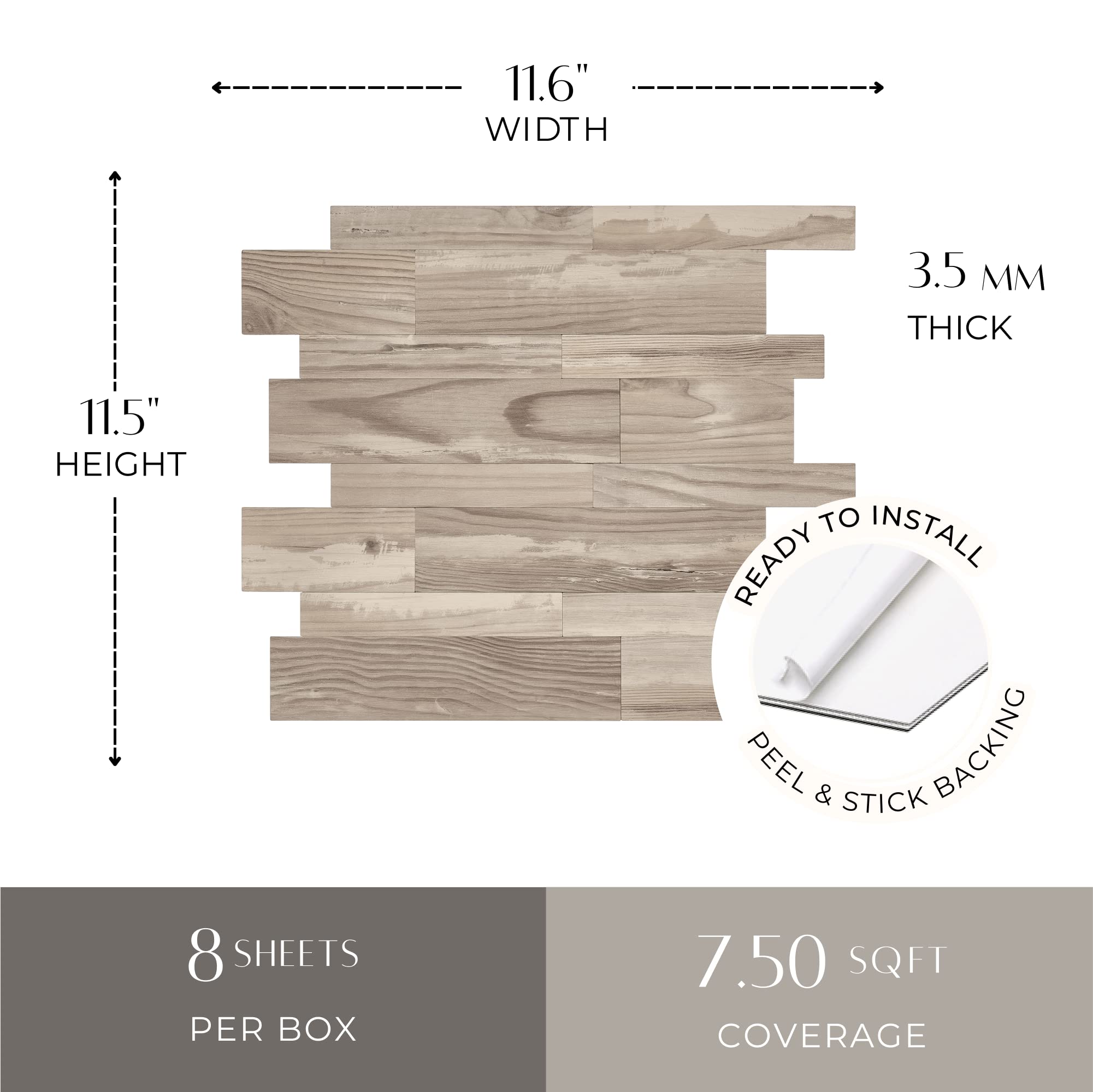 Avant Decor 8-Pack Stone Composite Subway Tiles - Peel & Stick Kitchen Backsplash for Easy DIY