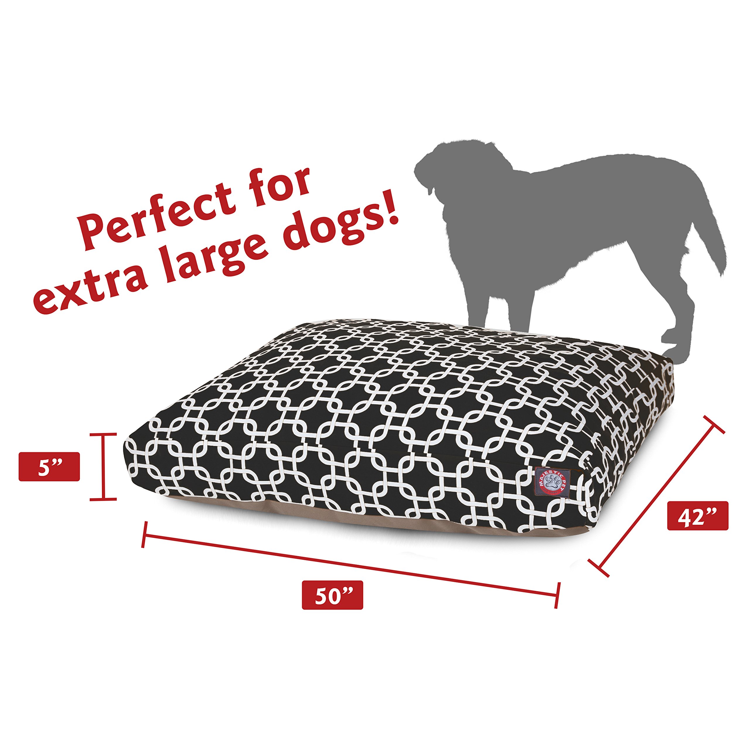 Extra Large Rectangle Dog Bed for Indoor & Outdoor Use - Black | Removable & Washable Cover by Majestic Pet Products | Perfect for Large Breed Dogs, Kennels & Pet Homes