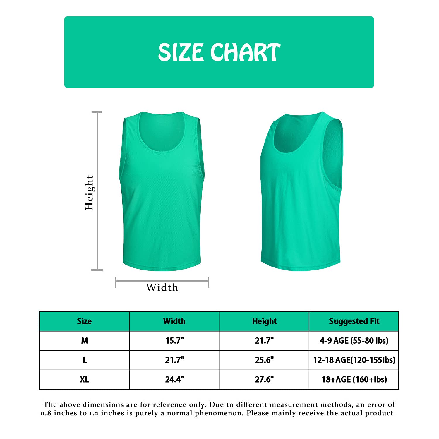 12-Pack Numbered (13-24) Reversible Soccer Training Vests - Breathable Mesh Pinnies with Free Carry Bag for Team Sports, Practice & Youth Soccer Drills