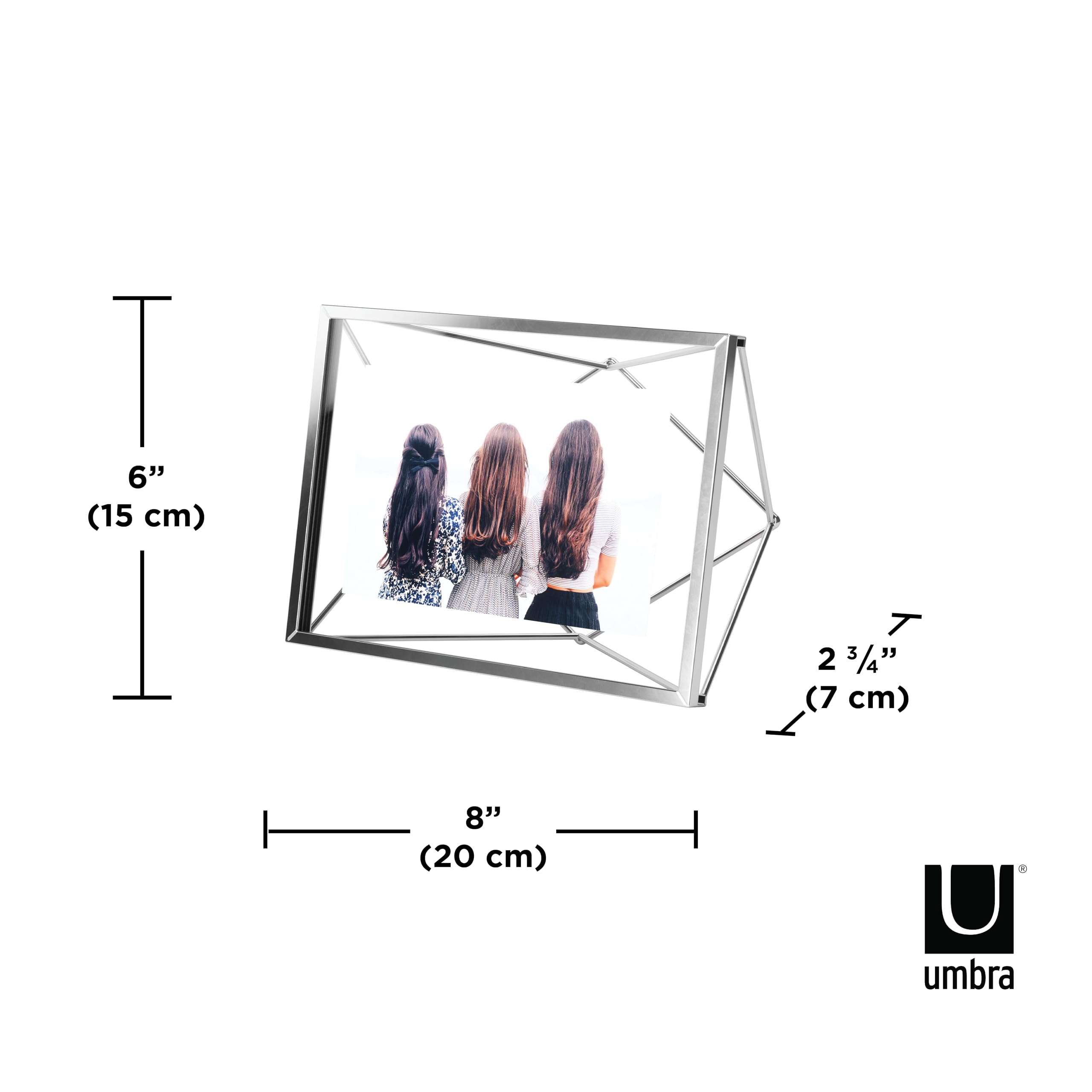Umbra Prisma 4x6 Chrome Metal Picture Frame - Elegant Photo Display for Desk, Wall or Shelf - Perfect for Home Decor, Office & Gift Giving
