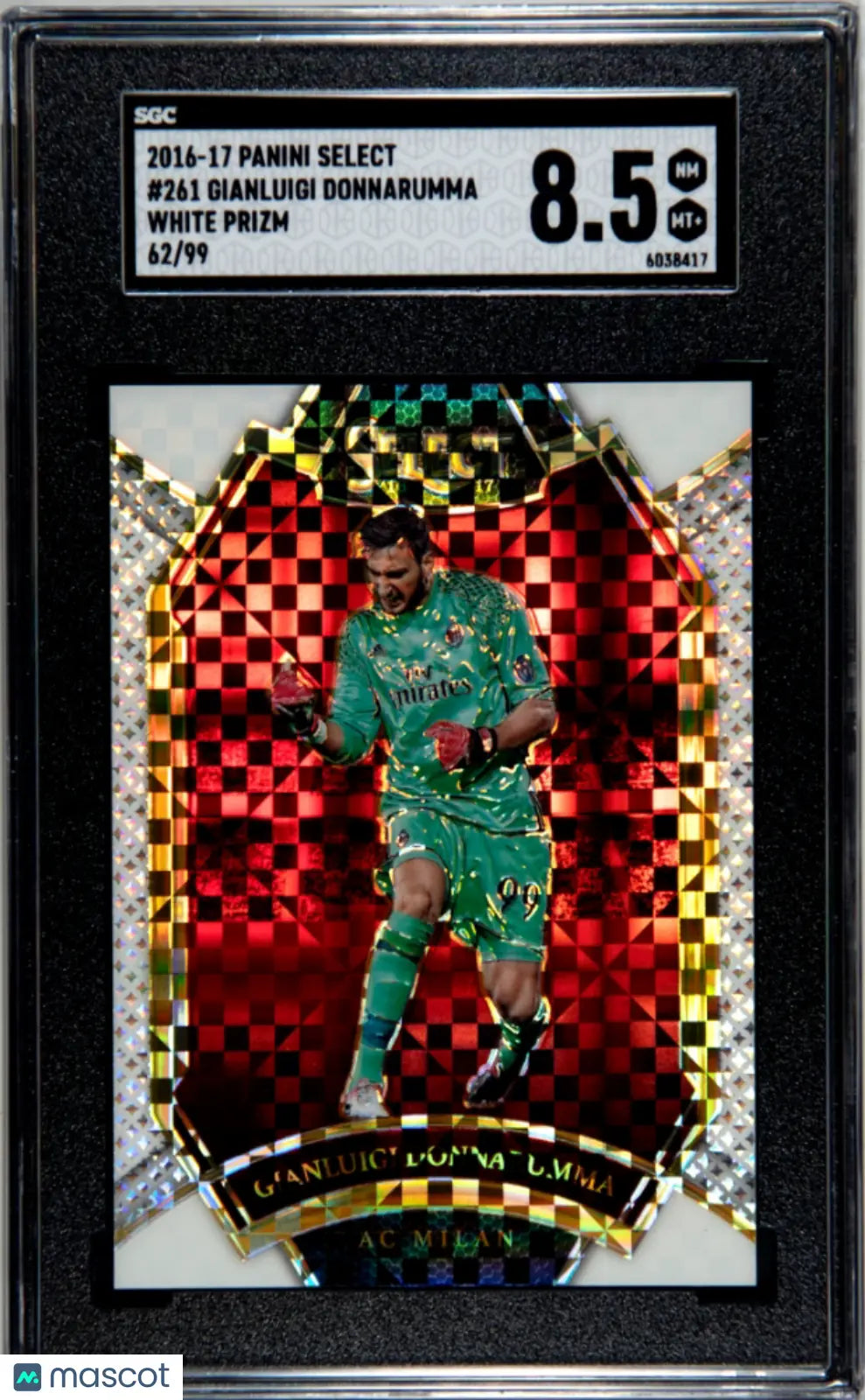 2016 Panini Select Gianluigi Donnarumma White Prizm SGC 8.5 /99 Rare Soccer Trading Card - Perfect for Collectors, Investors & Sports Memorabilia Enthusiasts