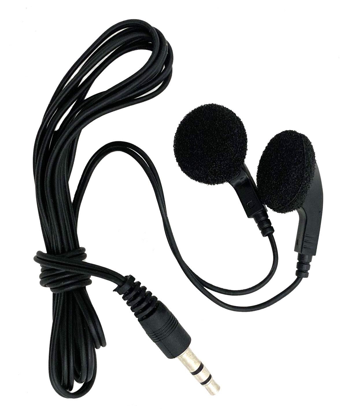 Soundnetic SNEB8 100 Pack Bulk Disposable Stereo Earbuds with Foam Earpads - Black Classroom Headphones for Students, Schools, Libraries, Gyms & Hotels - Perfect for Online Learning, Audio Labs, Travel & Public Spaces