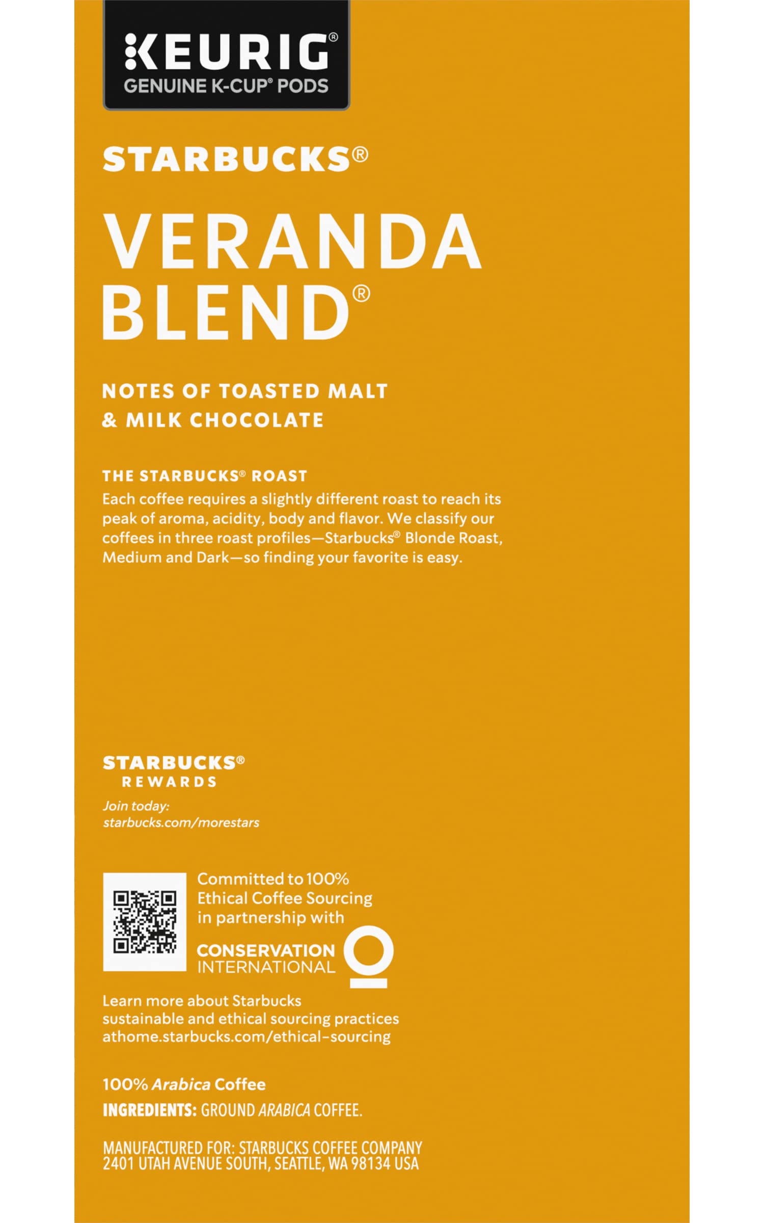 Starbucks Veranda Blend Coffee K-Cups, 96 Count (4 Boxes of 24) - Light Roast Coffee Pods for Keurig Brewers - Perfect for Home, Office & Morning Coffee Routine