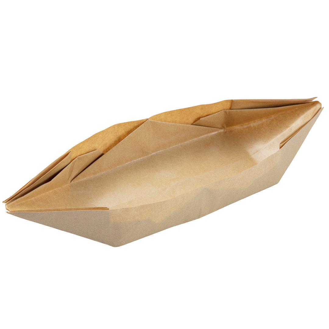 12 oz Kraft Paper Handmade Origami Boats - Greaseproof Eco-Friendly Food Containers (13.5