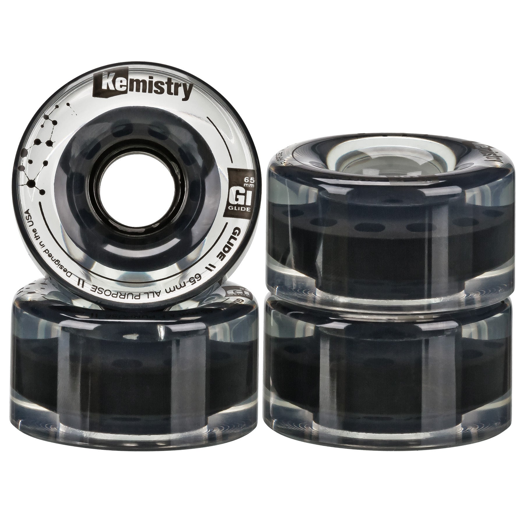 Kemistry Glide 65mm Skateboard Wheels - High Performance Longboard Wheels for Smooth Cruising & Street Skating | Perfect for Commuting & Urban Riding