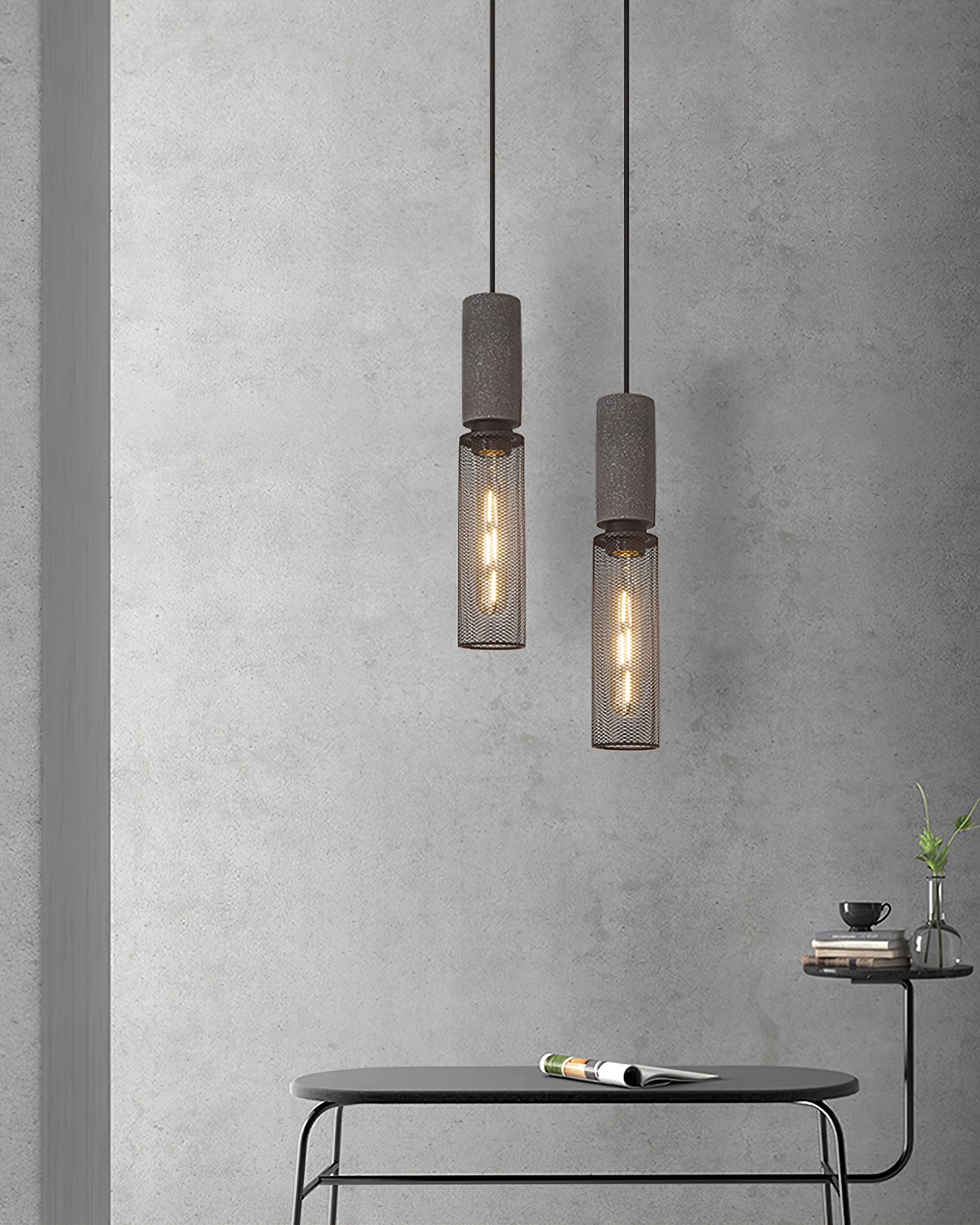 Modern Cement Mesh Pendant Light - Industrial Style Hanging Lamp for Kitchen Island, Dining Room & Living Room Decor