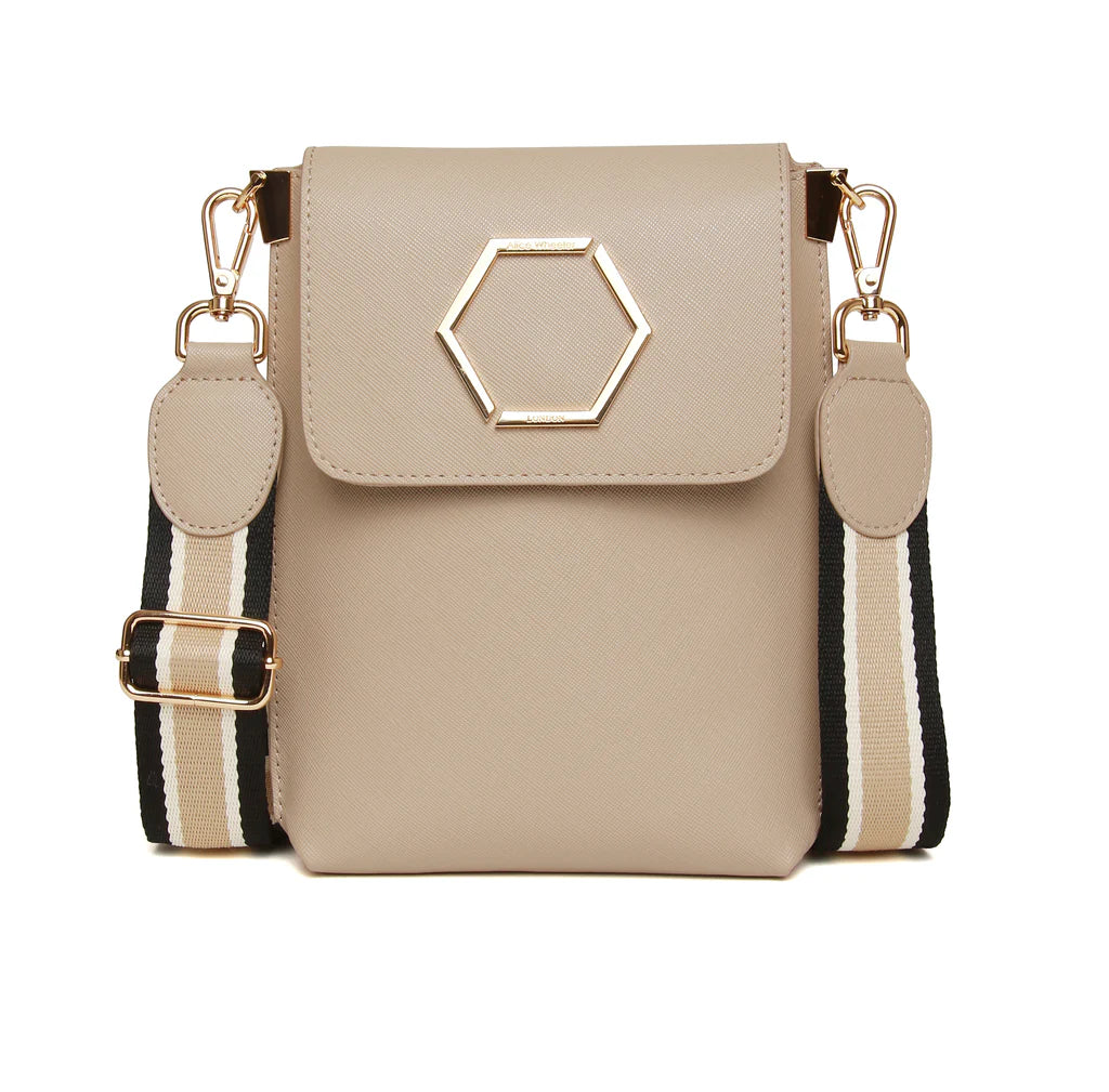 Alice Wheeler Brompton Honeycomb Cross Body Bag in Stone - Stylish & Durable Shoulder Bag for Women, Perfect for Travel, Work & Everyday Use