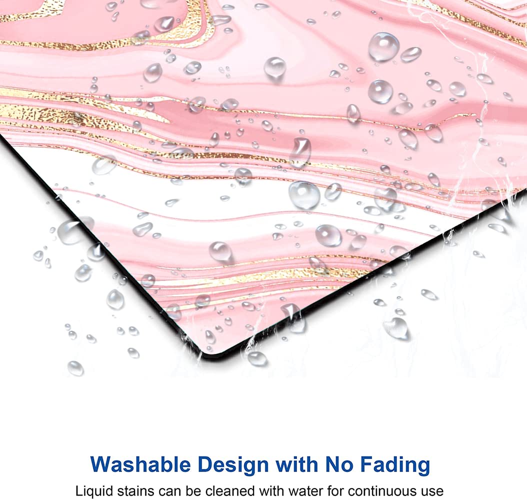 Stylish Pink Gold Marble Mouse Pad - Non-Slip Rubber Base Square Mouse Mat for Office, Laptop & Desk - Personalized Computer Accessory for Work & Gaming
