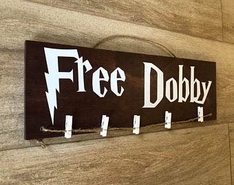 Free Dobby Laundry Room Sign - Funny Lost Socks Wall Decor, Multicolor Sock Hanger for Laundry Organization | Perfect for Harry Potter Fans & Laundry Room Decor