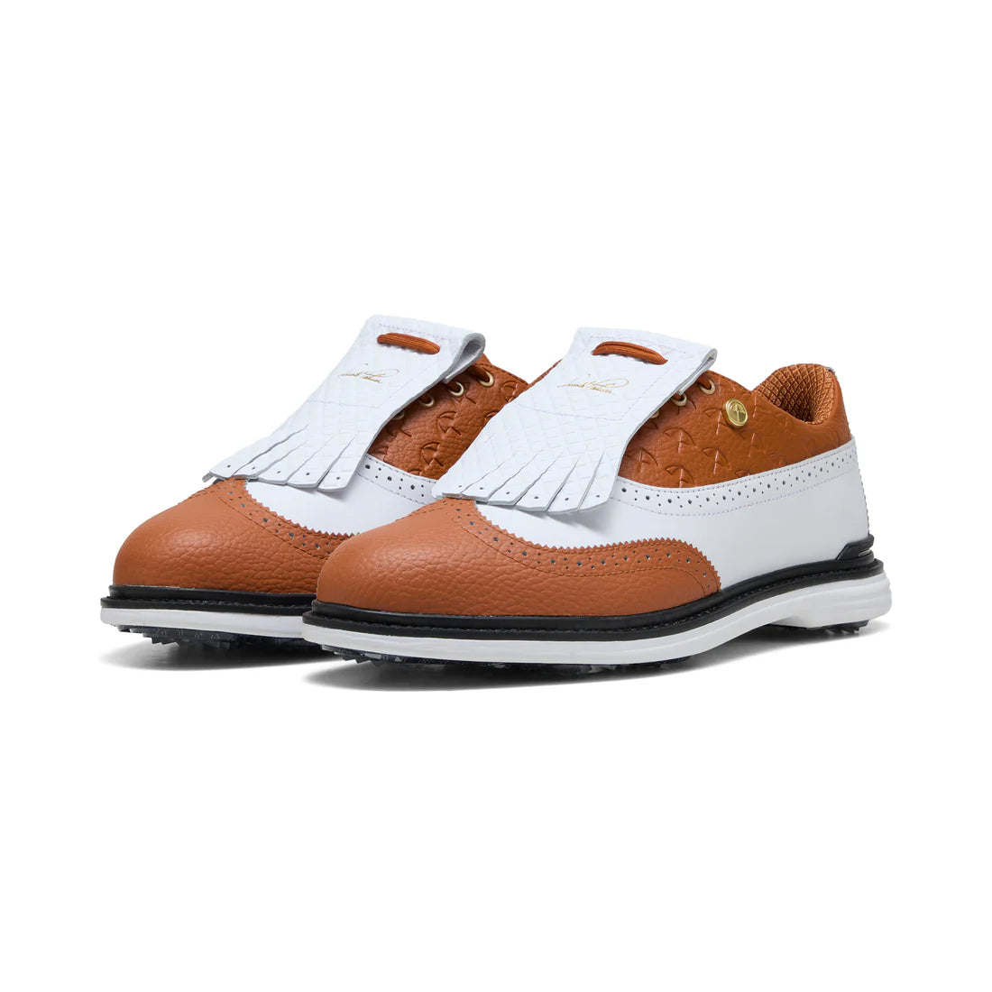 Puma X Arnold Palmer Royale Sneakers - White & Leather Brown Men's Golf Shoes for Comfort & Style on the Course