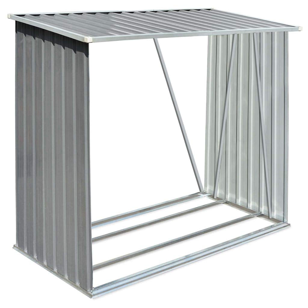 Festnight Galvanized Steel Firewood Storage Shed - 64.2