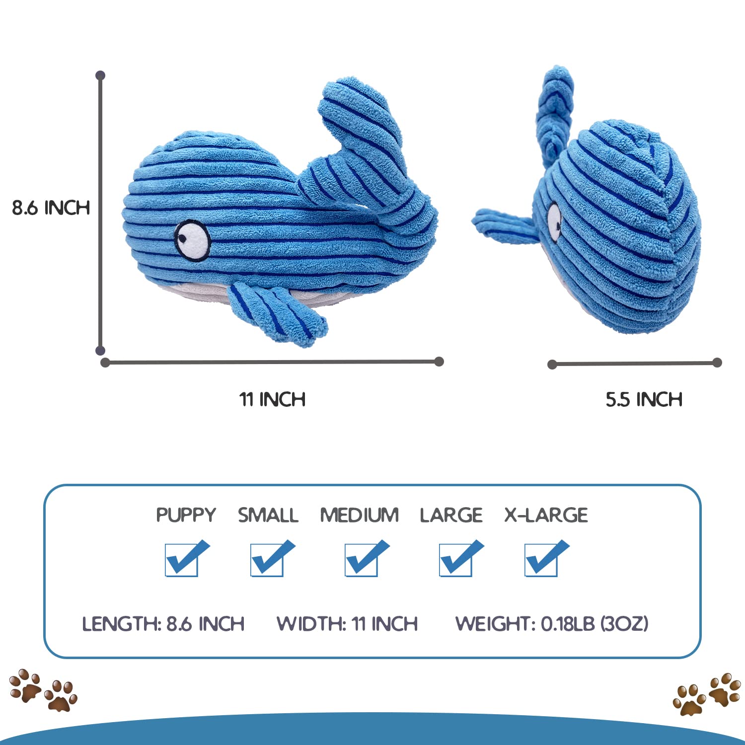 Durable Squeaky Whale Dog Toy for Aggressive Chewers - Fun Training & Teeth Care for Small to Large Dogs - Perfect for Playtime & Bonding