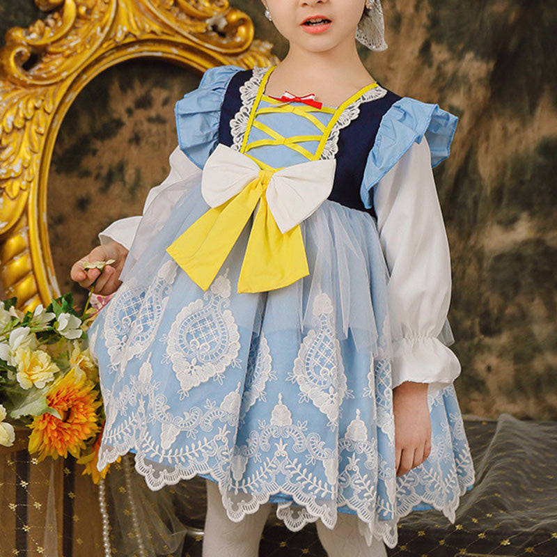 Vintage Lace Floral Puffy Sleeve Baby Girl Dress for Toddler Princess Party | Cozy Autumn Winter Lolita Style | Perfect for Holiday Photos, Birthday Celebrations & Special Occasions