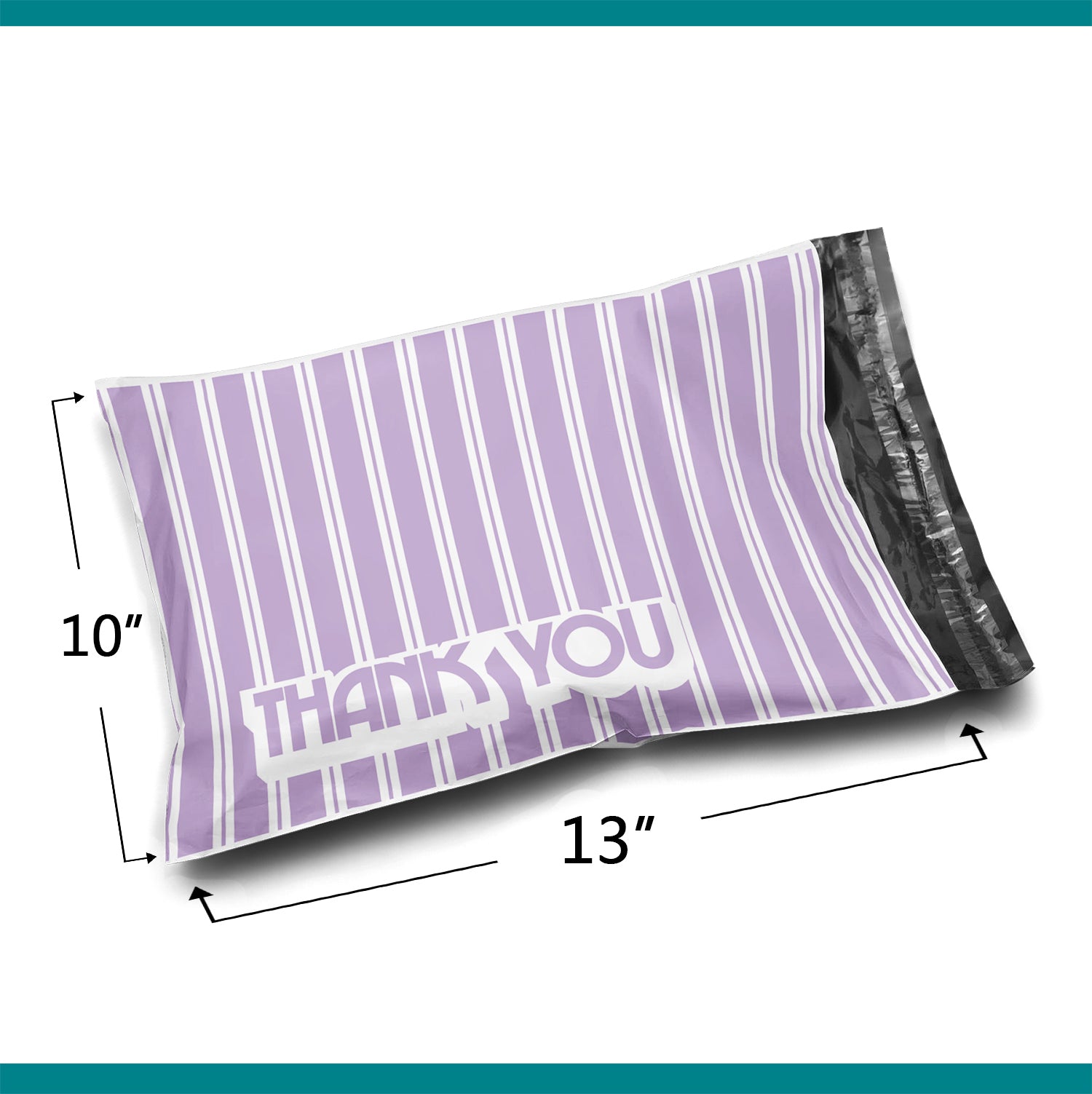 10 x 13 Inch Lavender Retro Striped Thank You Poly Mailer Envelopes - 2 Mil Thick Eco-Friendly Plastic Mailing Bags for Ecommerce, Wedding Invitations, Greeting Cards & Small Business Shipping