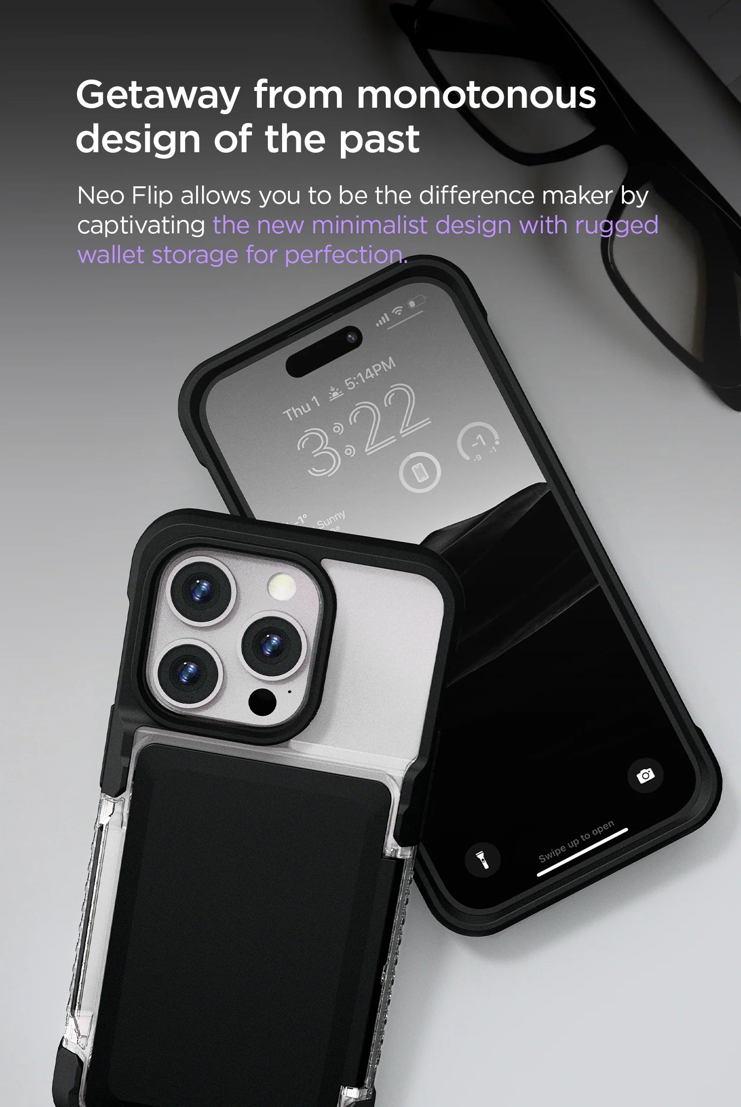 iPhone 14 Pro Case Neo Flip - Premium Magnetic Wallet Cover with Card Holder | Slim Protective Phone Case for Apple iPhone 14 Pro | Perfect for Work, Travel & Everyday Use