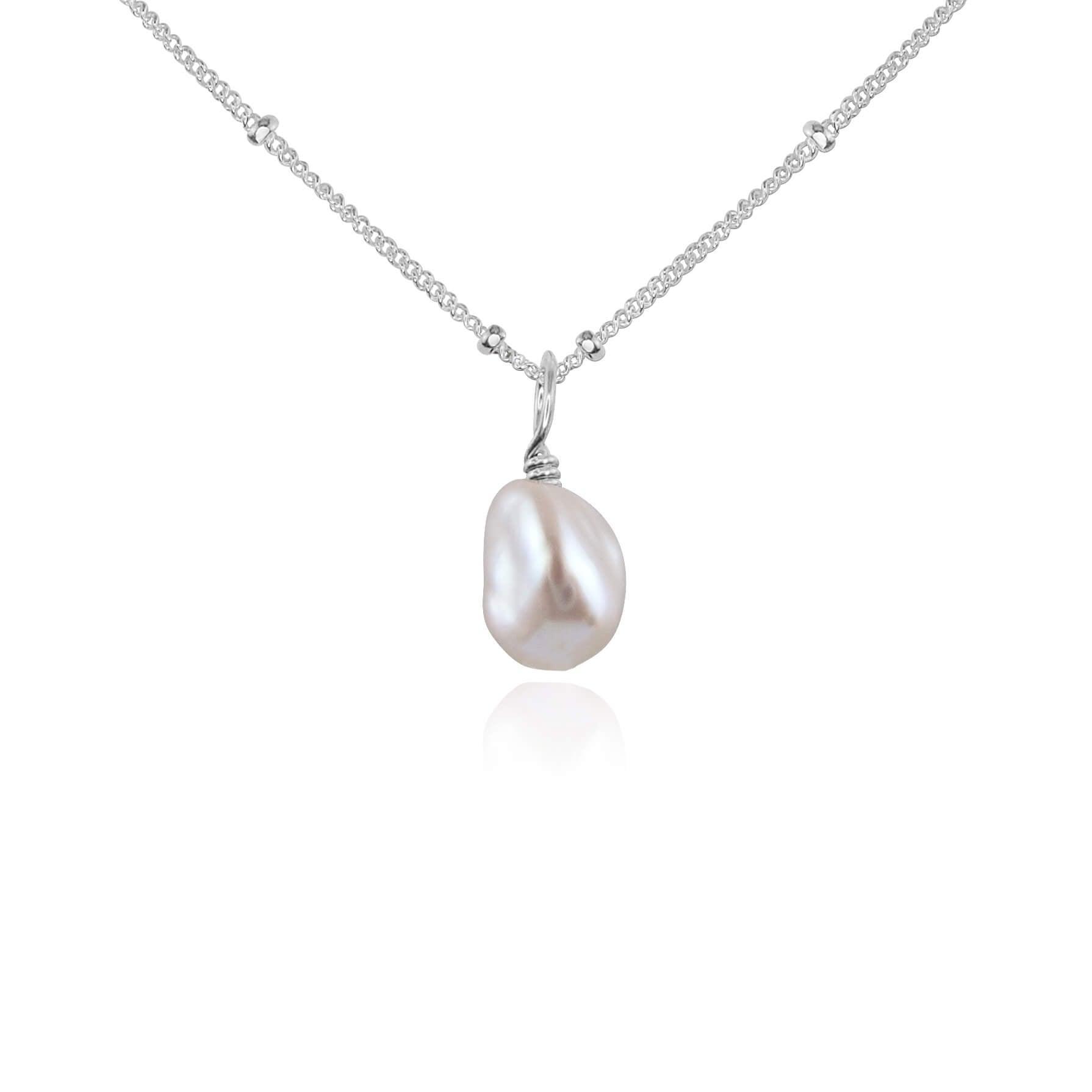 Tiny Raw White Freshwater Pearl Pendant Necklace - Dainty Natural Pearl Jewelry for Women - Perfect for Weddings, Date Nights & Special Occasions