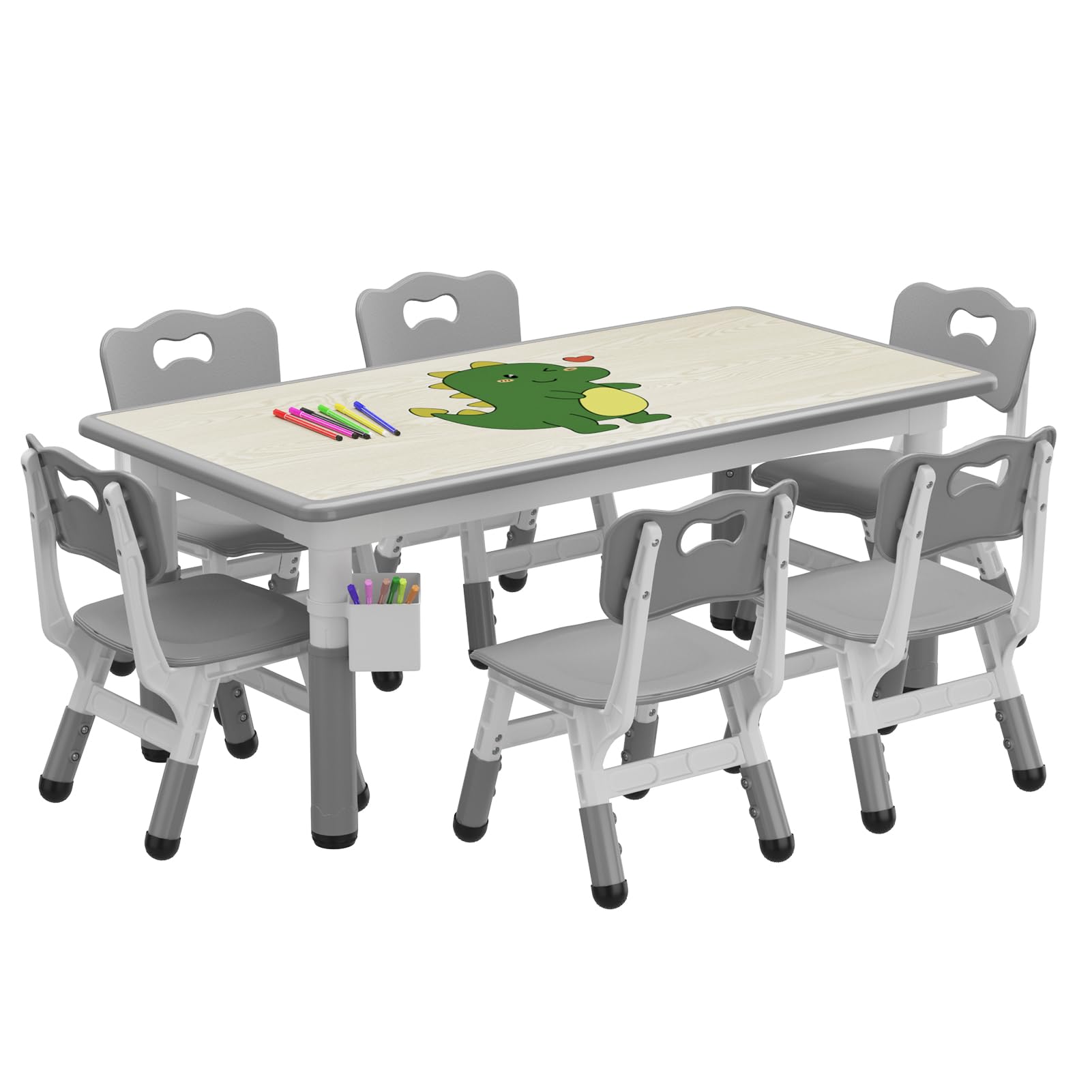 GAOMON Kids Table and Chairs Set with Storage - Adjustable Height Toddler Activity Table for Ages 2-10 | Non-Slip Legs, Graffiti-Proof Surface | Perfect for Daycare, Preschool, Homeschool & Playroom