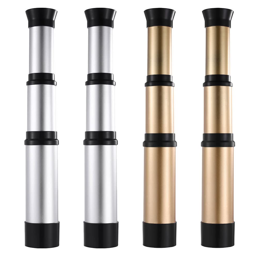 Handheld Monocular Telescope for Kids - Portable Spyglass for Travel, Hiking & Hunting (4pcs) - Golden/Silver