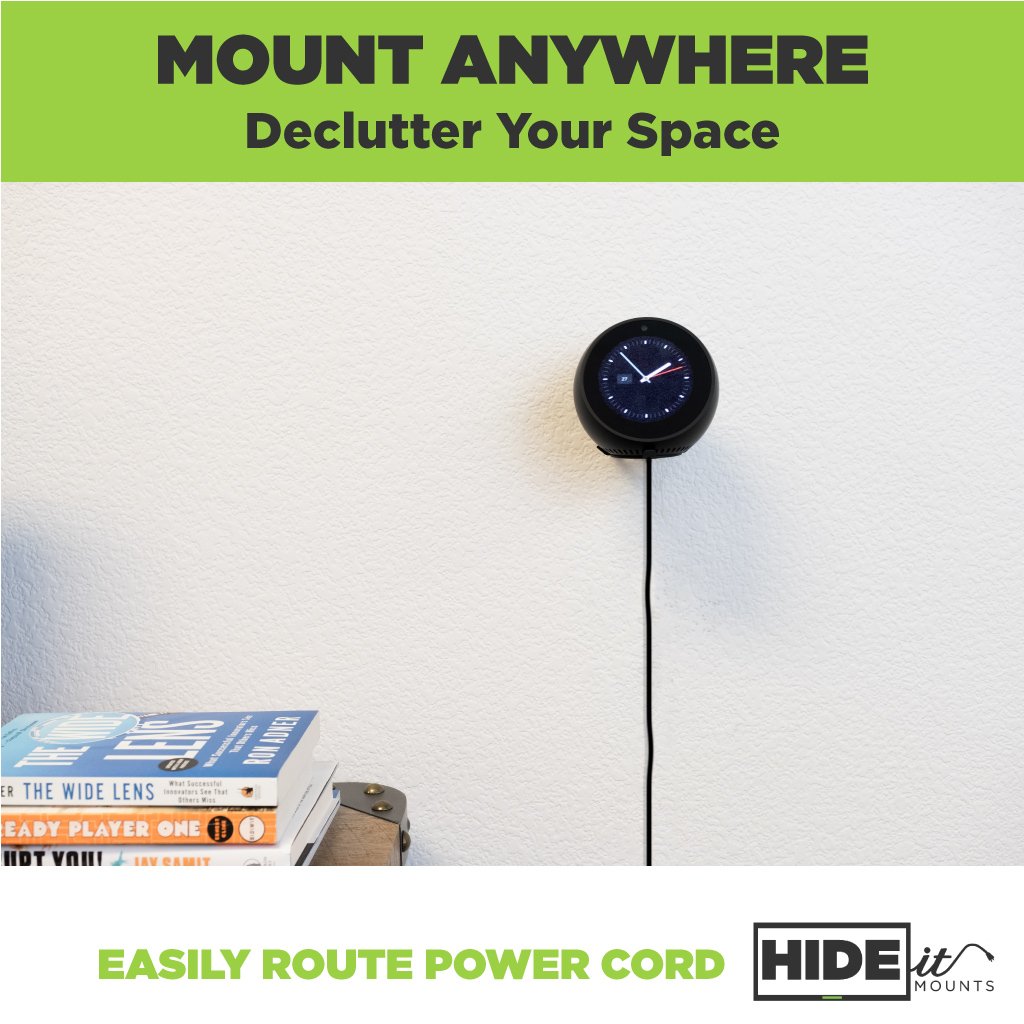 Hideit Mounts Wall Mount for Amazon Echo Spot - Black Steel Smart Speaker Holder | Made in USA | Perfect for Bedroom, Kitchen & Office Setup