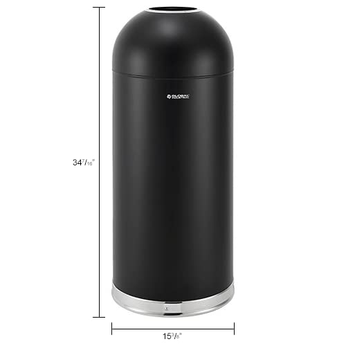 15 Gallon Black Steel Round Open Top Trash Can for Industrial & Commercial Use - Durable Waste Bin for Office, Kitchen, Warehouse & Outdoor Spaces