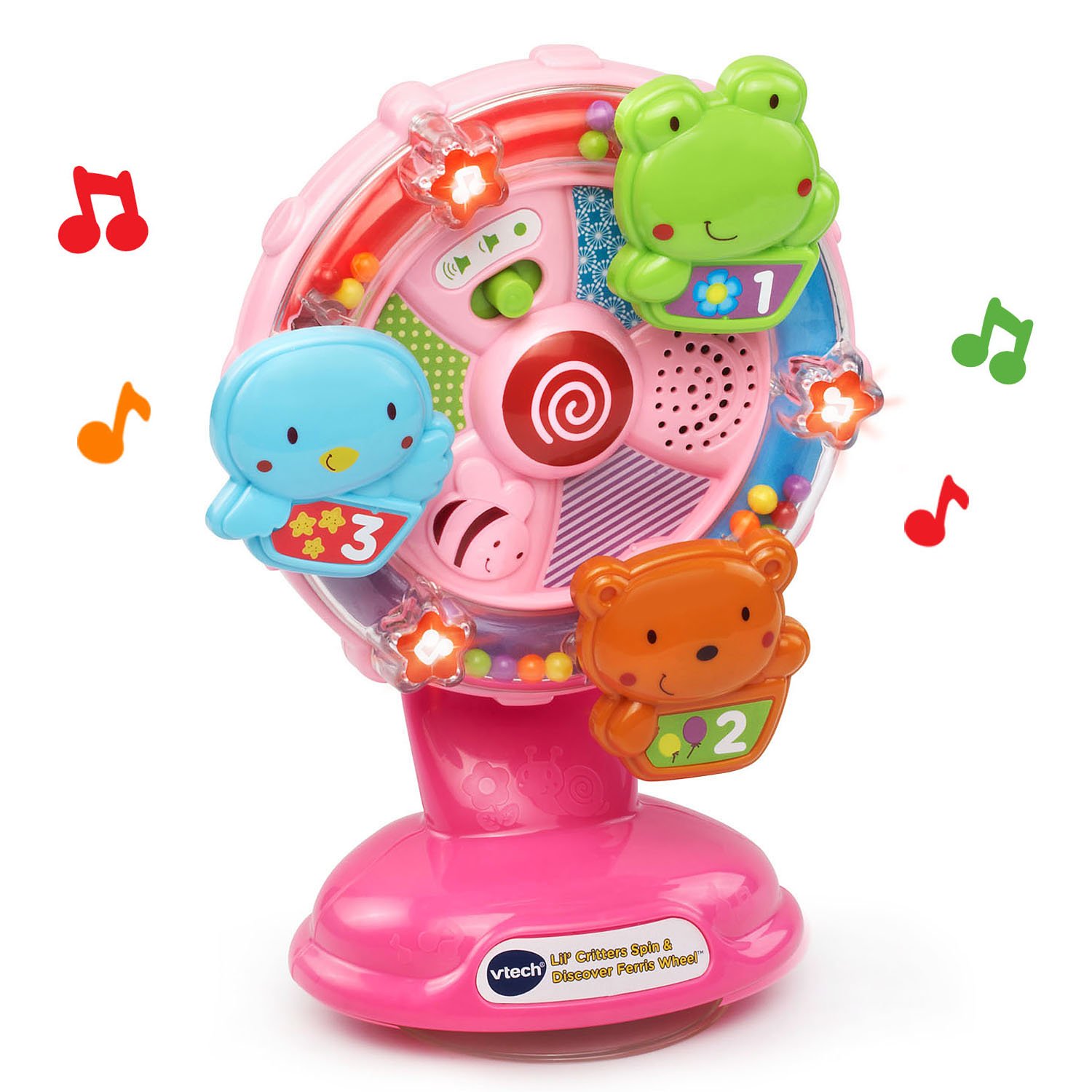 VTech Lil' Critters Spin and Discover Ferris Wheel - Interactive Learning Toy for Toddlers Ages 1-3, Pink Educational Ride-On Toy with Lights & Sounds - Perfect for Birthday Gifts & Early Childhood Development Play