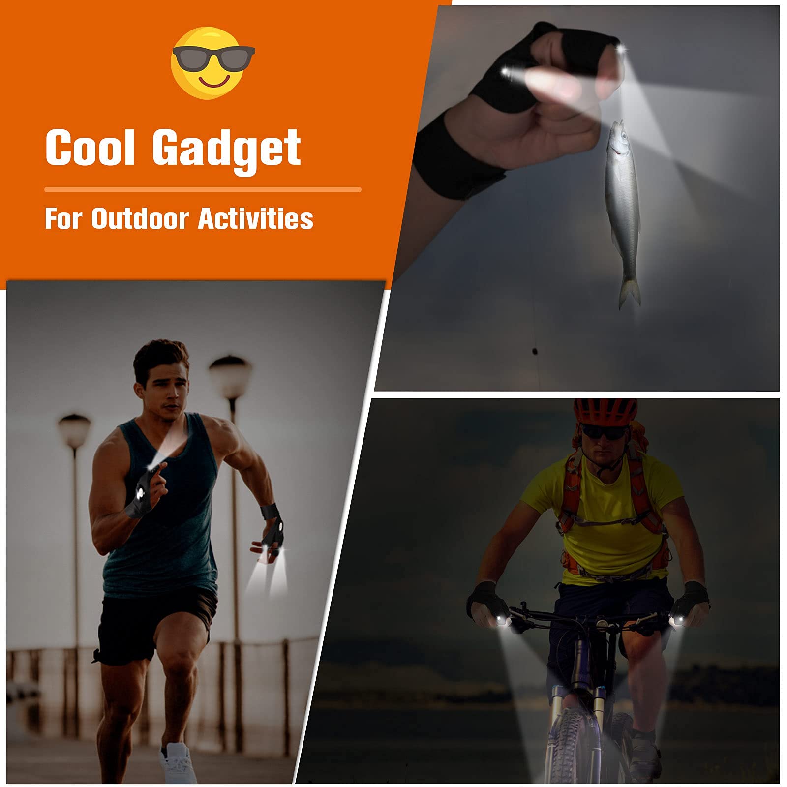 **Jasee LED Flashlight Gloves - Hands-Free Finger Lights for Night Fishing, Running, Camping & Repairs - Waterproof Cool Gadgets for Men, Dad, Husband, Boyfriend - Perfect Gift for Father's Day, Birthday & Christmas**
