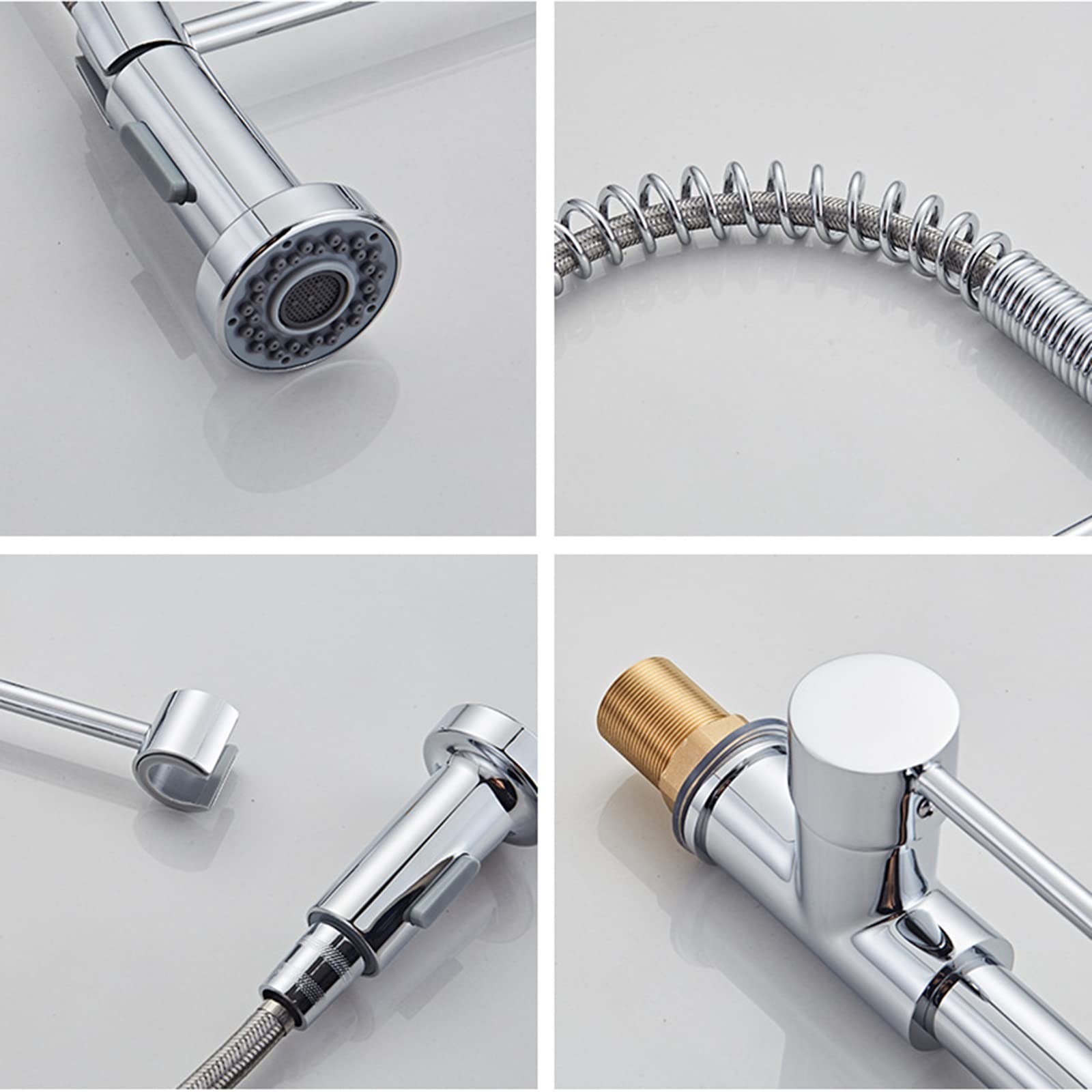 Premium Commercial Kitchen Faucet with Pull-Down Sprayer - Modern Brass Deck Mounted Sink Tap with Hot/Cold Water Control & Standard Fittings - Ideal for Restaurant, Home Kitchen & Commercial Use