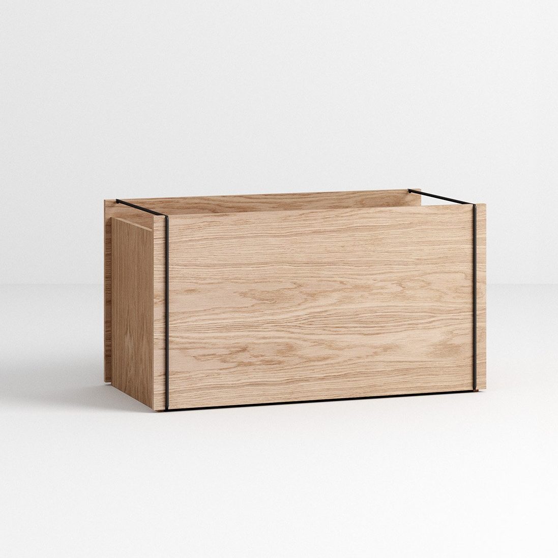 MOEBE Stackable Storage Box & Bedside Table - Natural Oak & Black Wooden Organizer for Bedroom, Living Room, or Office | Multi-Functional Home Decor & Storage Solution