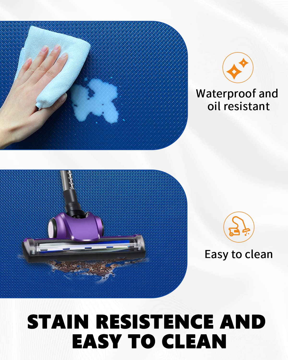 **Artnice Anti-Fatigue Kitchen Floor Mats - 2-Pack Memory Foam Comfort Mats, Waterproof & Non-Slip, Navy Blue (0.47