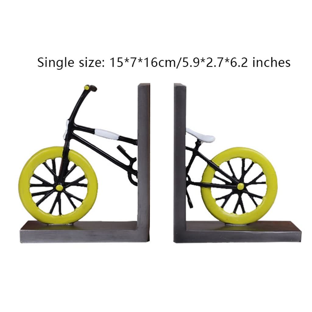 Nordic Creative Resin Bookends - Bicycle Shape Home & Office Decor, Bookshelf Organizer for Study, Living Room, Porch - Unique Gift Idea for Book Lovers
