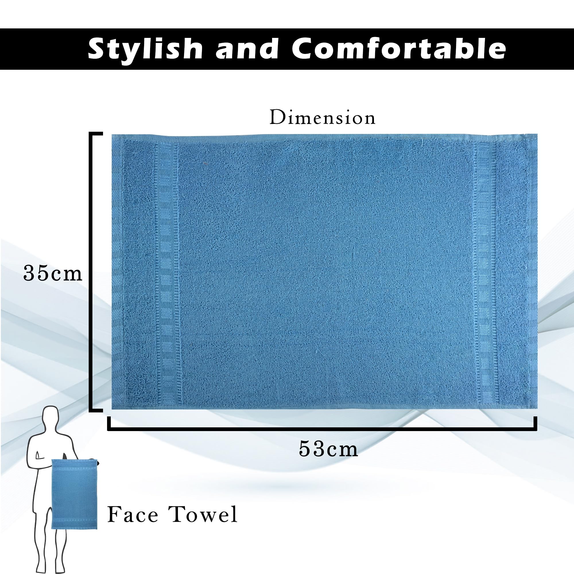 Premium Cotton Hand & Face Towels for Men & Women - Soft, Absorbent & Quick-Drying (Pack of 2, Grey & Sky Blue) | Gym, Workout, Travel & Everyday Use | Machine Washable Pocket Towels for Sports & Outdoor Activities