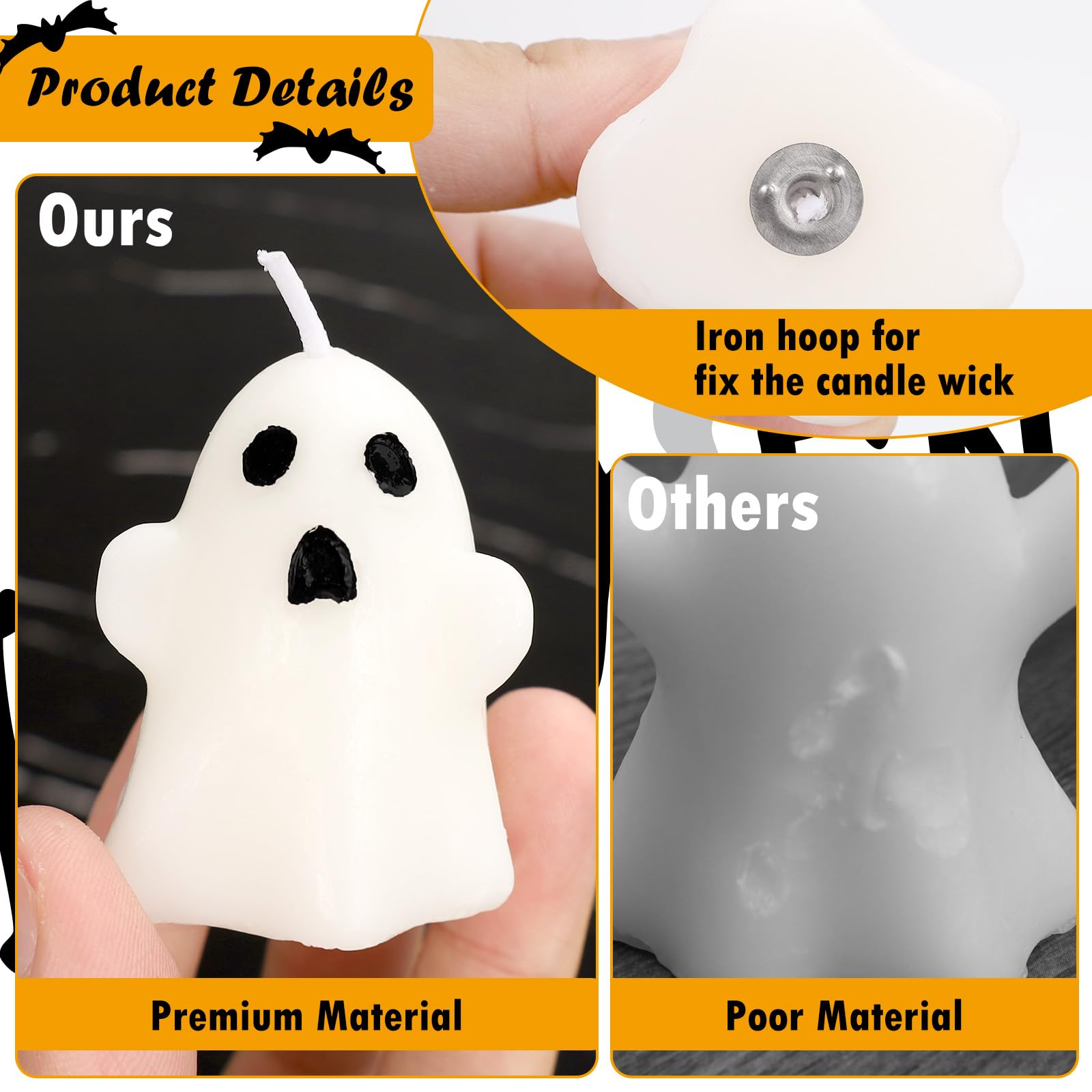21 PCS Halloween Ghost Candles - Spooky White Floating Candles for Halloween Decorations, Dripless Wax Burning Candles - Perfect for Halloween Party Centerpieces, Haunted House Decor & Spooky Tablescapes