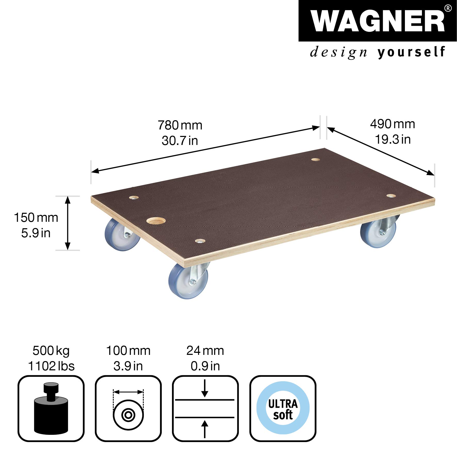System 20114601 Heavy Duty Gardening Wagon with Large Capacity - Dark Brown Utility Cart for Yard Work, Landscaping, and Outdoor Projects