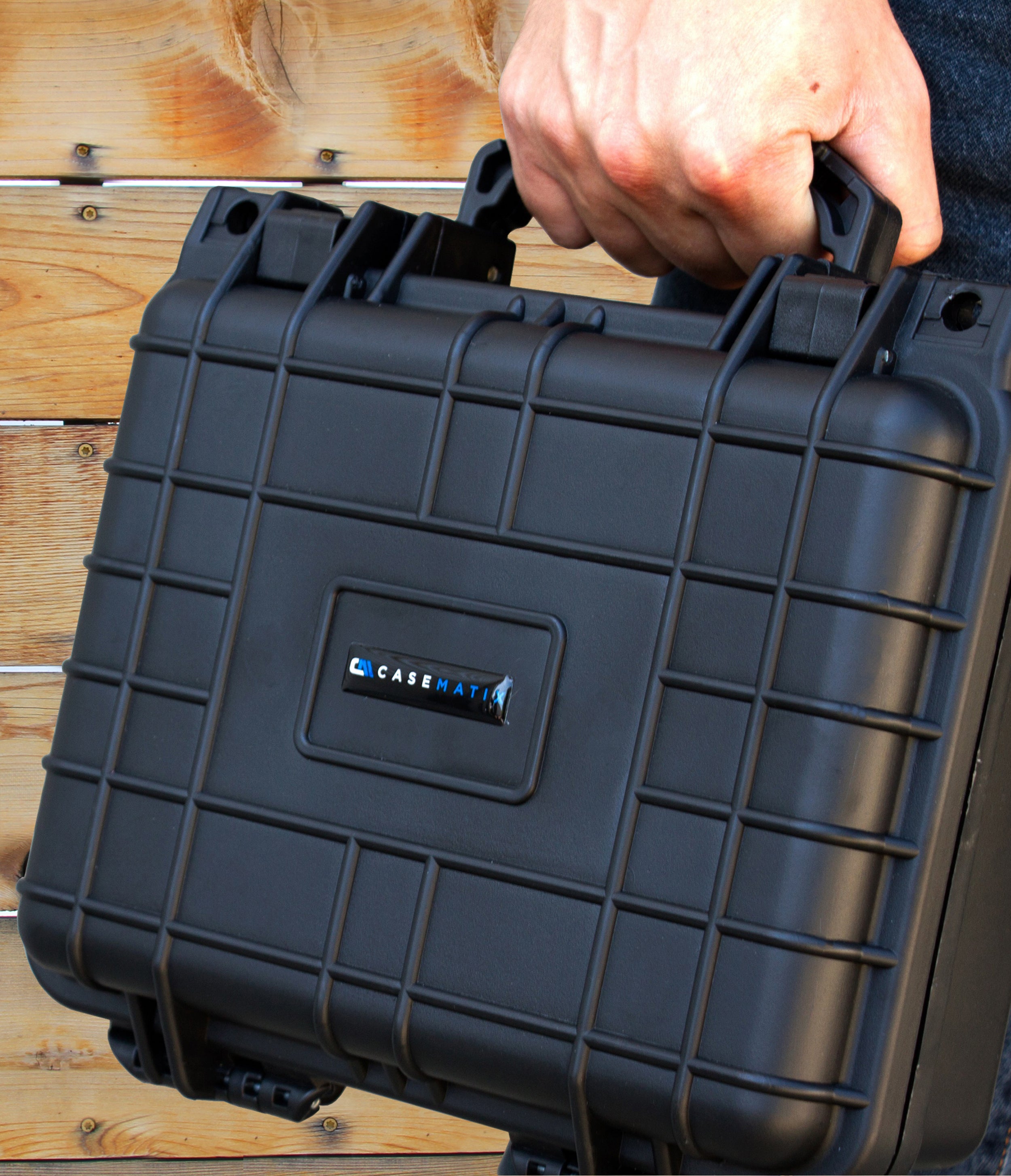 CASEMATIX 11 Inch Waterproof Hard Travel Case with Lockable Padlock Rings & Customizable Foam Insert - Fits Accessories up to 8.5