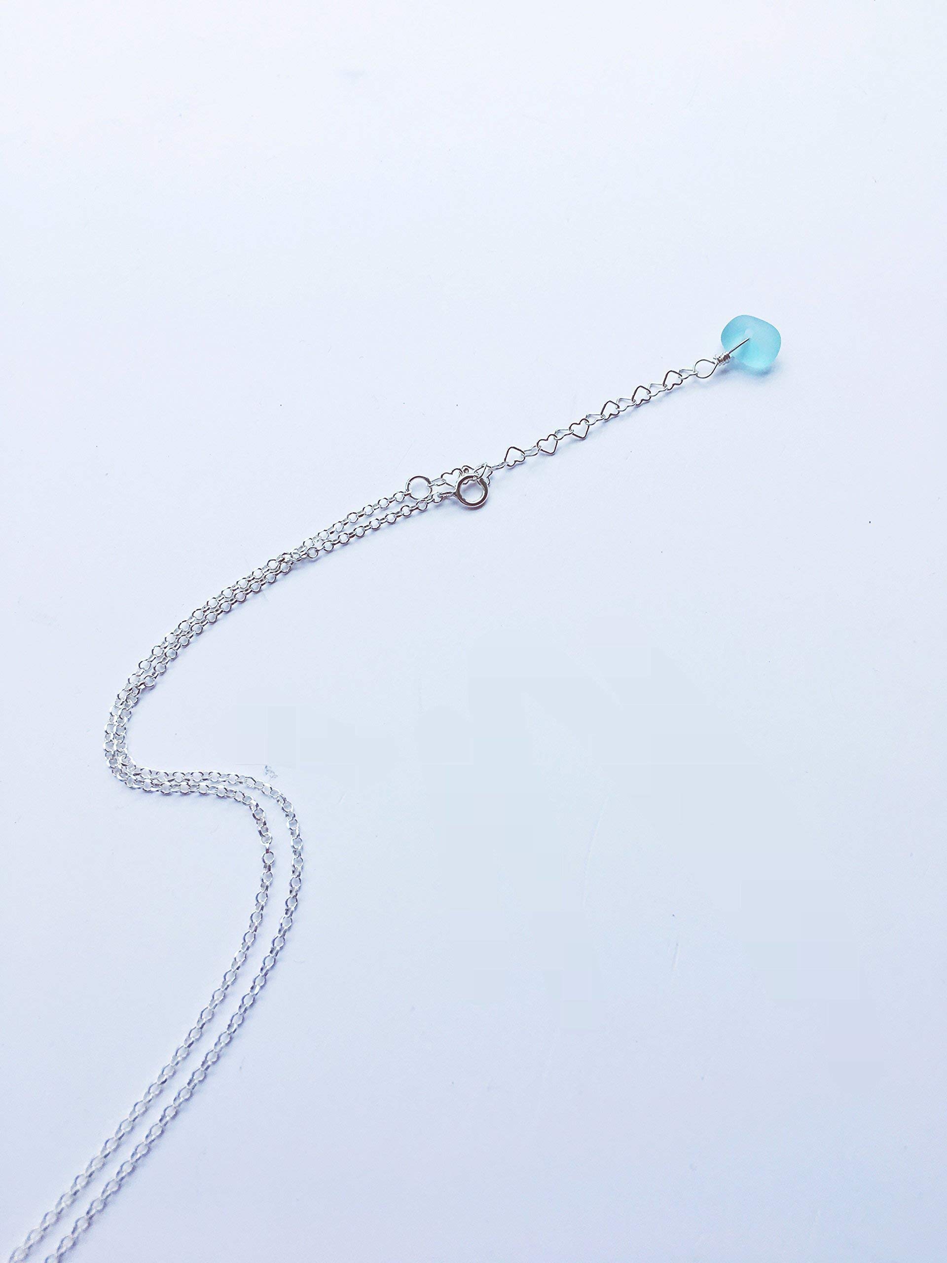 Sterling Silver Red Sea Glass Necklace with Personalized Initial Letter Name Pendant - Adjustable Beach Glass Jewelry for Women - Perfect Birthday, Anniversary & Valentine's Day Gift for Her - Ideal for Beach Weddings, Vacation Accessories & Everyday Wear