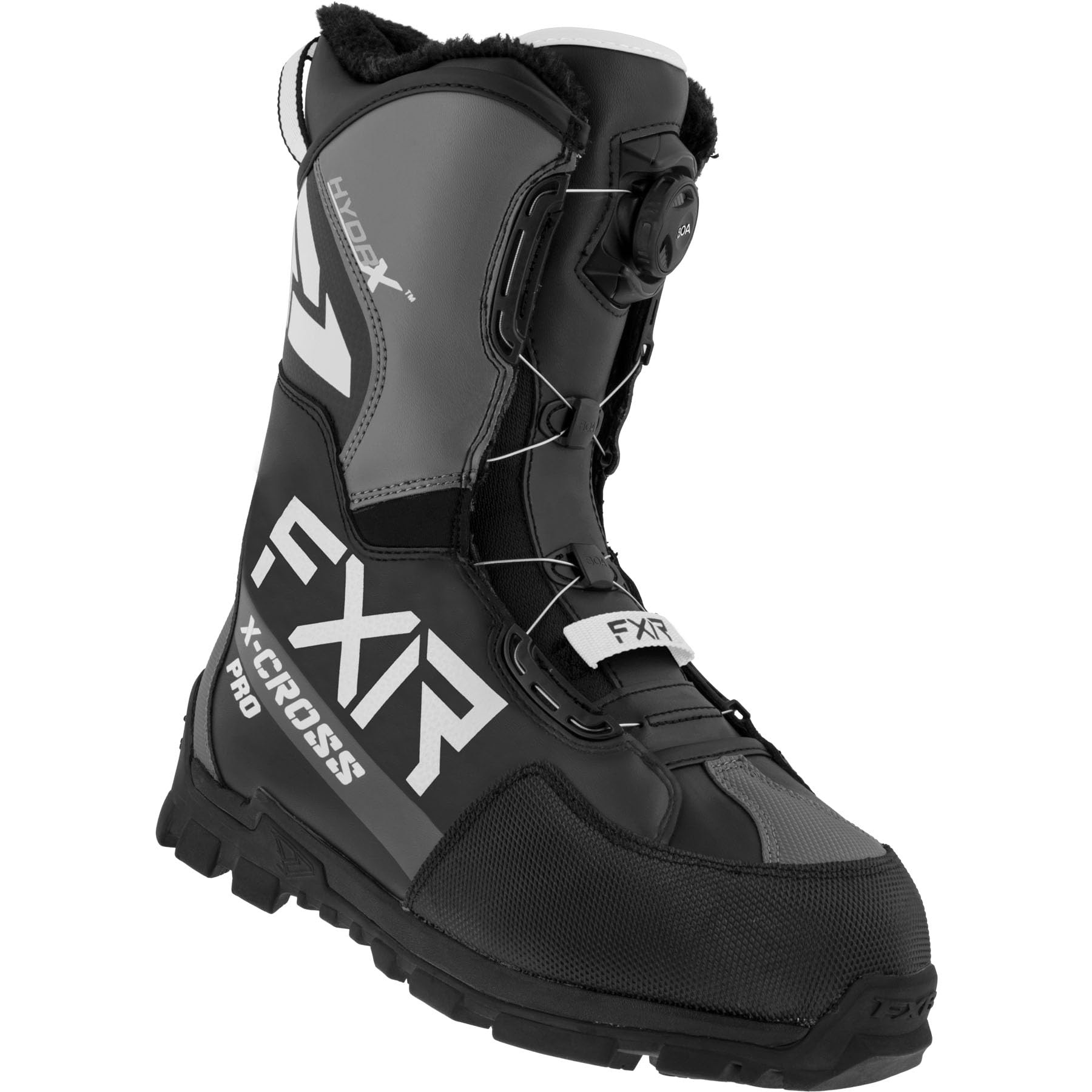 FXR X-Cross Pro BOA Snowmobile Boots 2025 - Black/White - Men's Size 10/Women's 12/EU 43 - Waterproof Winter Boots for Snowmobiling & Cold Weather Activities