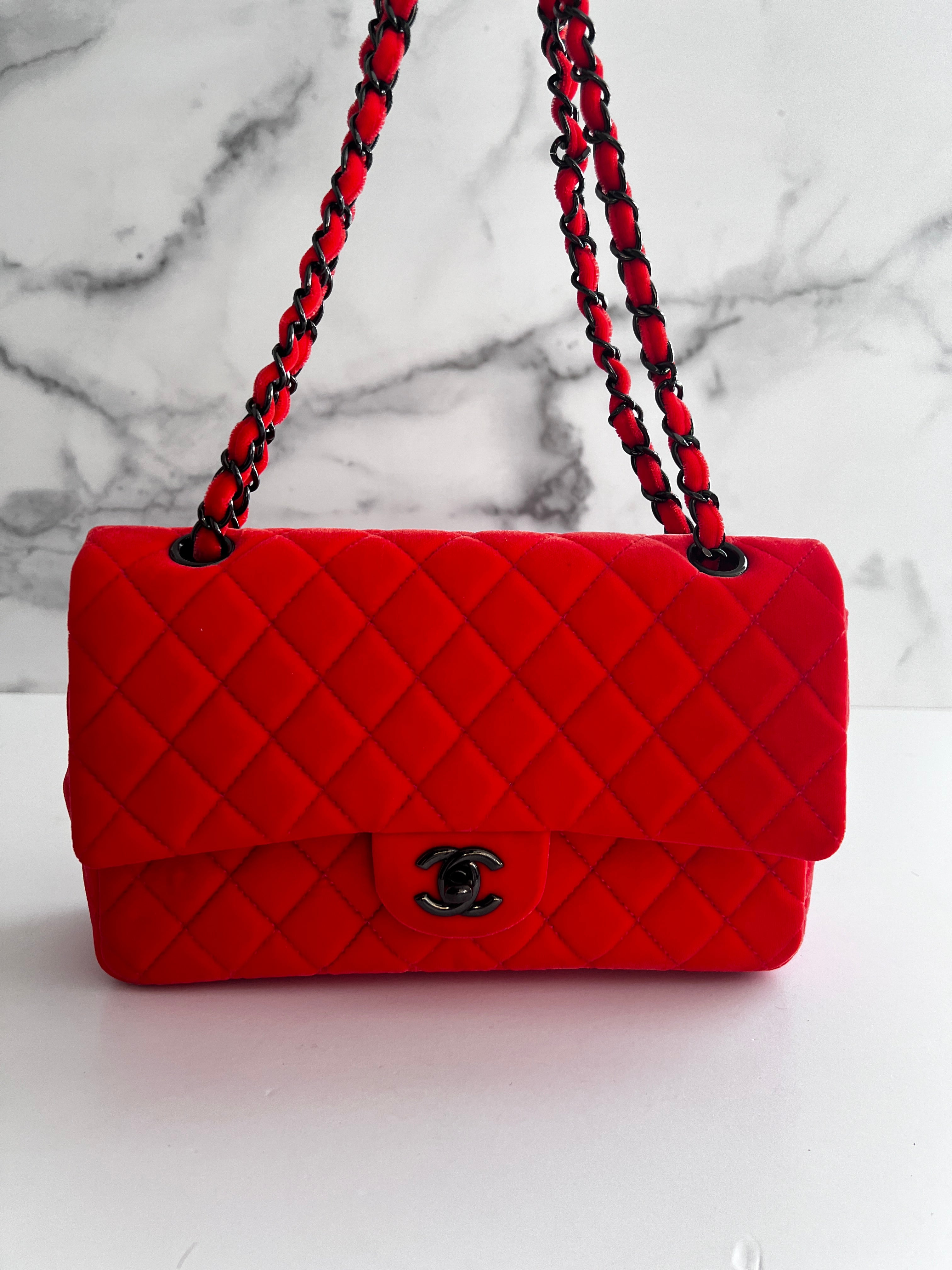 Chanel Orange Velvet Double Flap Bag - Medium Size Luxury Handbag for Women | Perfect for Evening Parties, Date Nights & Special Occasions
