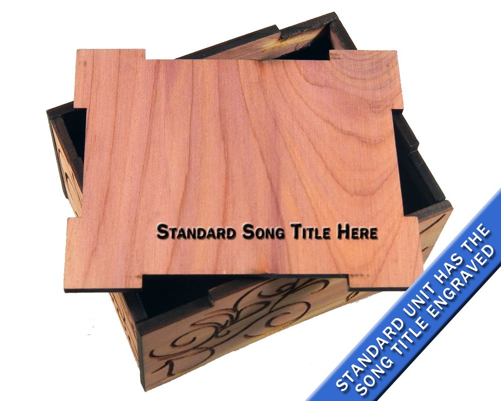 Personalized Laser Engraved Aromatic Red Cedar Music Box - Custom Wind Up Wooden Gift with Red Velvet Interior (Plays 