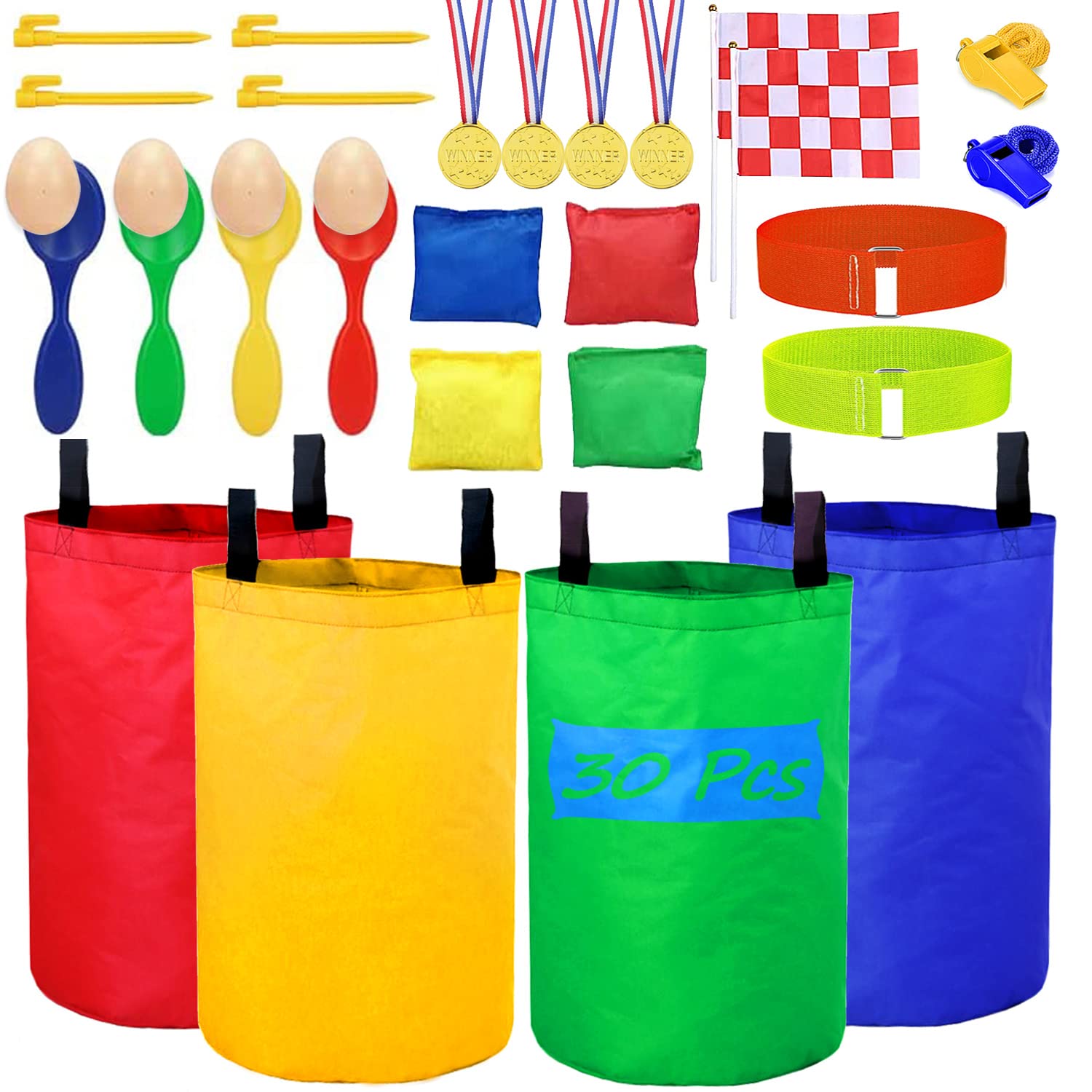 Colorful Durable Potato Sack Race Bags for Kids - Outdoor Lawn Games, Birthday Party & Family Fun - No Odors or Messy Fibers - Perfect for Backyard Parties, School Events & Picnic Games