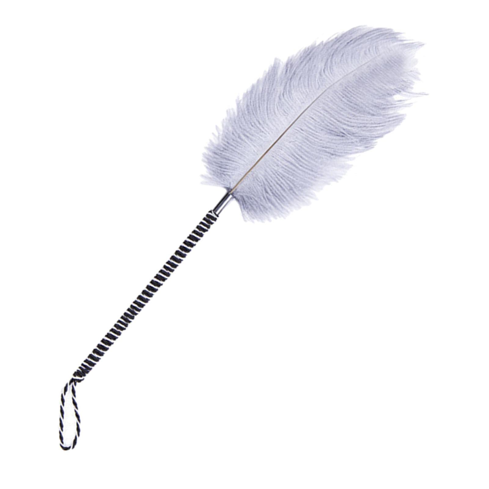 Milageto 1 Piece White Feather Tickler Toy with Handle - Sensual Massage Tool for Couples, Romantic Foreplay & Intimate Play