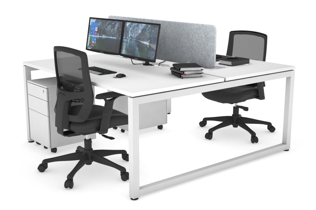 Quadro Loop Legs 2-Person Office Workstation - 1800L x 800W with Cable Management | Modern Shared Desk for Coworking Spaces & Home Offices