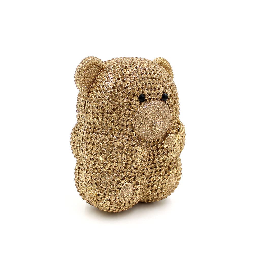 Elegant Bear Evening Bags & Clutches for Women | Rhinestone Minaudiere Animal Purse | Formal Party, Cocktail, Wedding & Special Occasion Handbag