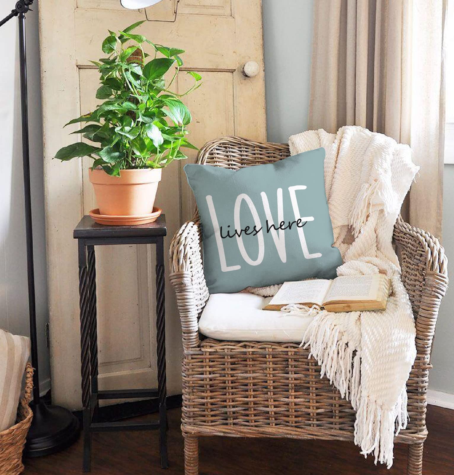 Farmhouse Pillow Covers 18x18 Set of 4 - Eucalyptus Leaves Decor Linen Cushion Cases for Sofa, Bed & Home Decor - Perfect for Living Room, Bedroom & Cozy Farmhouse Style