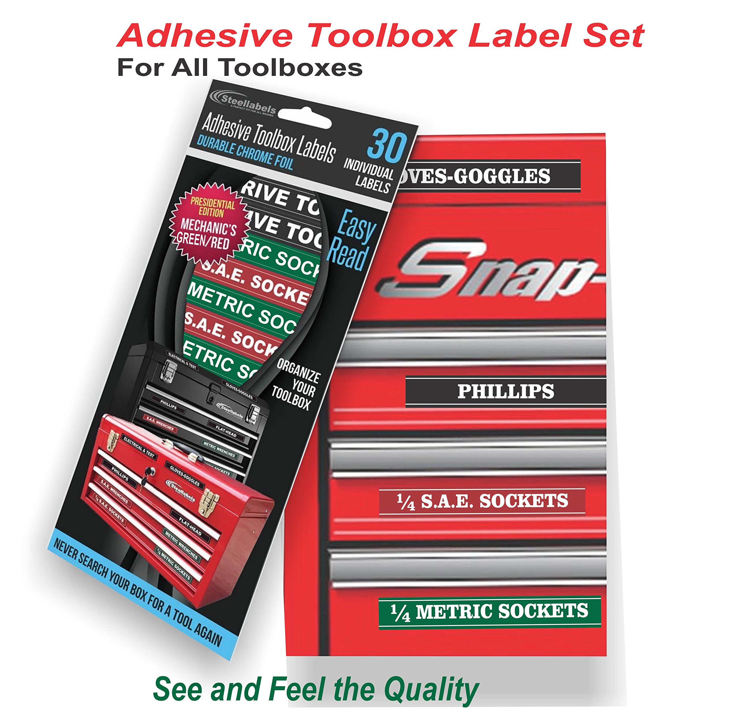 Premium Green Adhesive Toolbox Labels - Durable, Waterproof & Easy to Apply for Workshop, Garage & Tool Organization