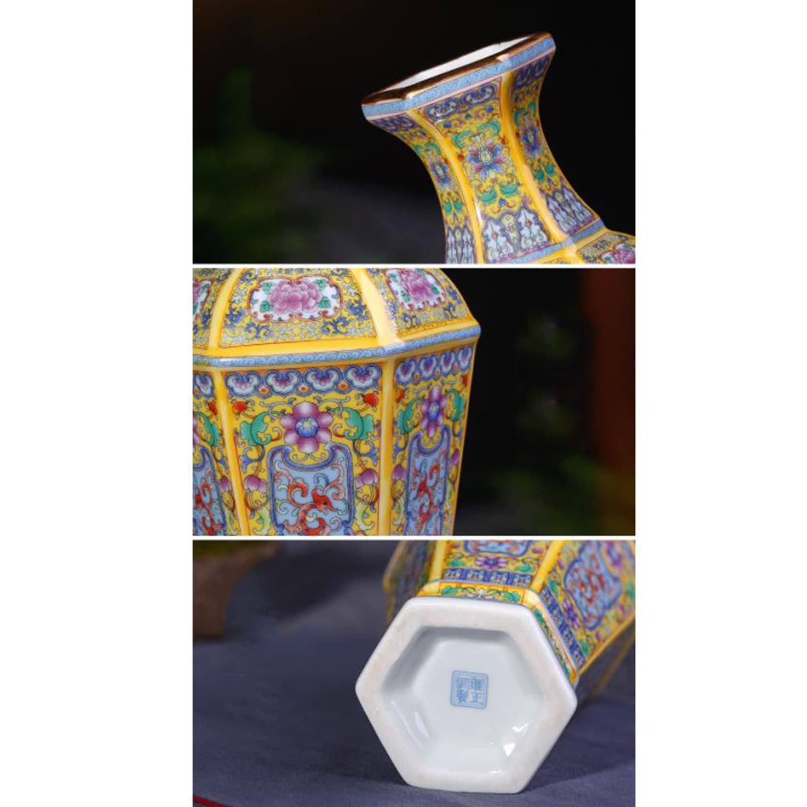 Handmade Jingdezhen Ceramic Vase - Large Chinese Porcelain Floor Vase for Living Room Decor | Antique Oriental Yellow Flower Vase | Perfect for Home, Office & Wedding Centerpiece Decorations