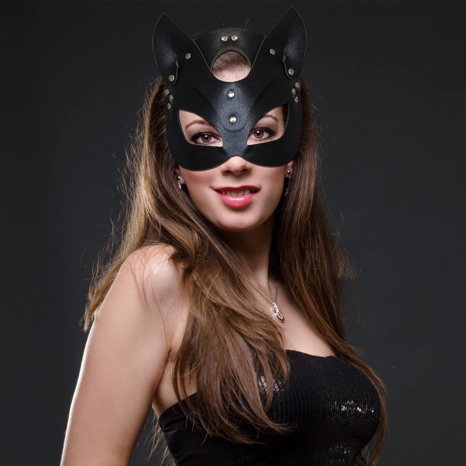Stegosaurus Cat Mask for Women - Elegant Bunny & Cat Face Masquerade Mask for Night Club, Cocktail Party, Cosplay & Halloween Costume Accessories