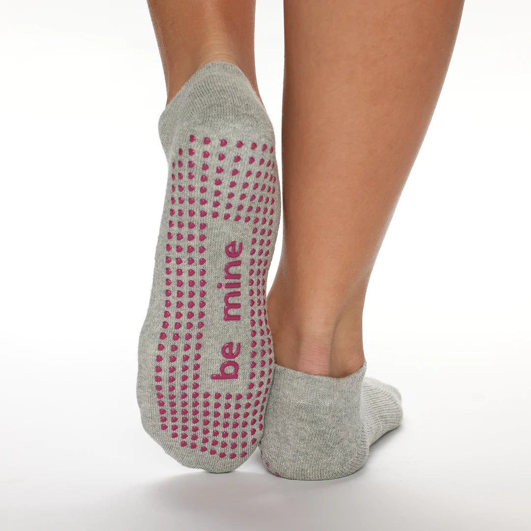 Sticky Be Socks Women's Non-Slip Grip Socks - Be Mine Amara Grey | Cozy Home Wear for Yoga, Pilates & Lounge