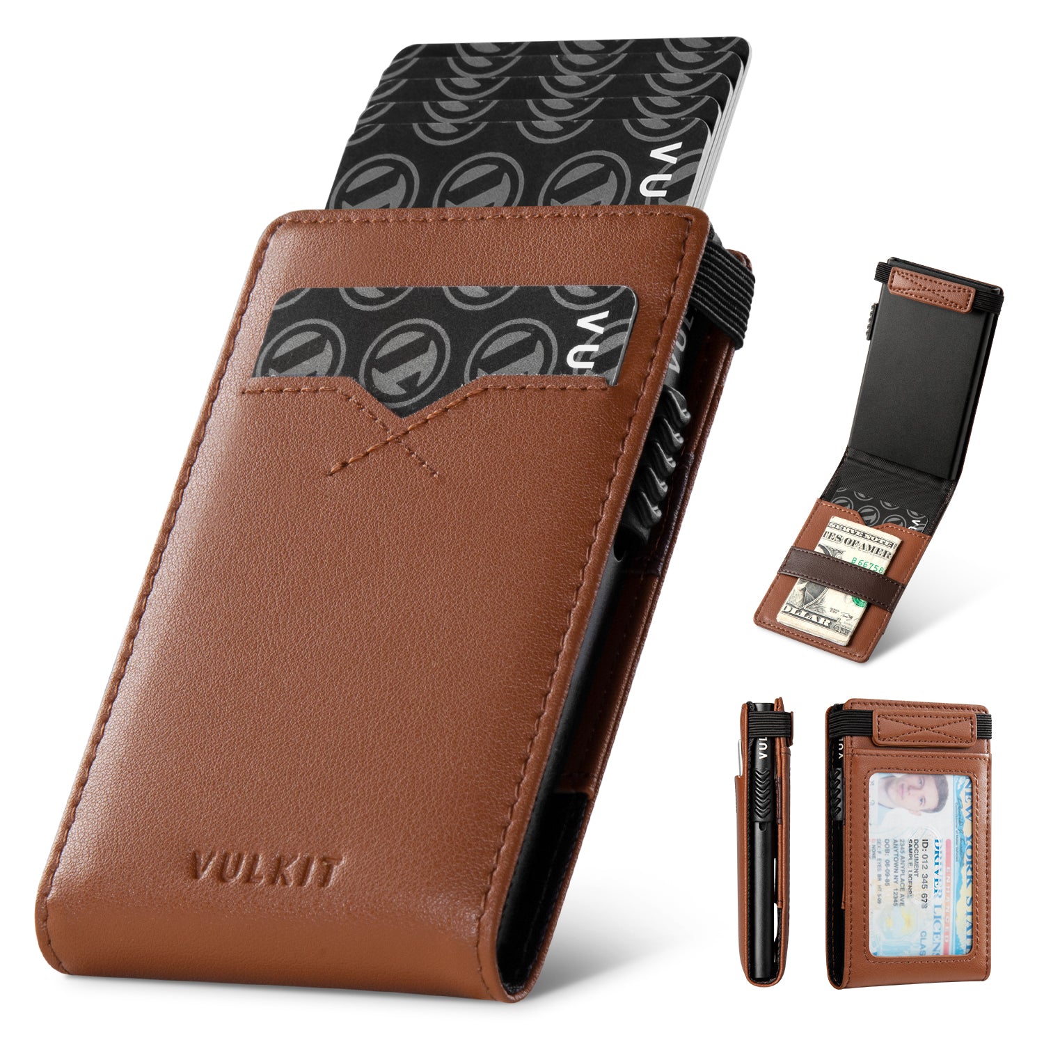 VC316 Elastic Band Closure Card Holder with Back ID Window - Secure & Stylish Wallet for Credit Cards, IDs, and Cash - Perfect for Travel, Work, and Everyday Use
