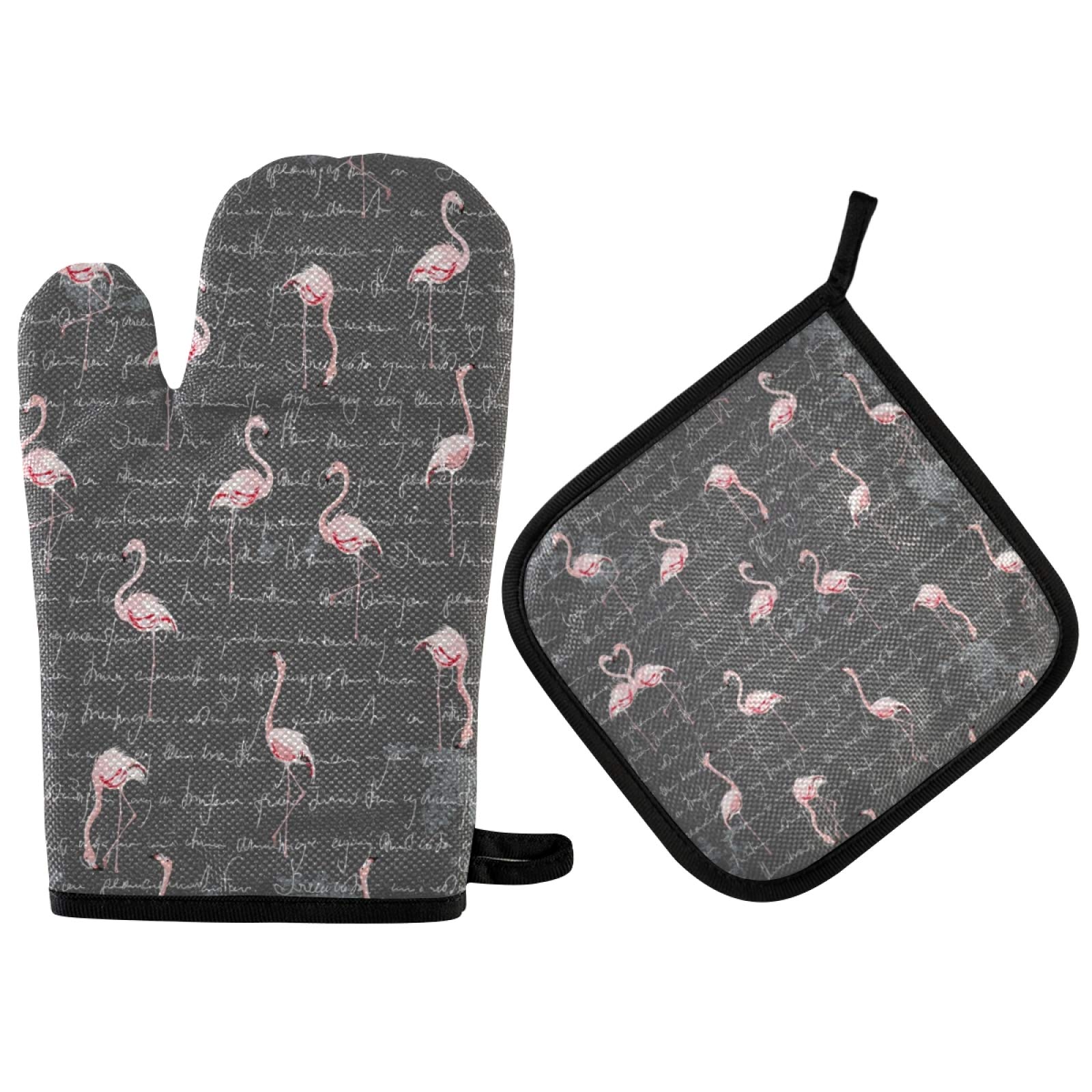 Flamingo Oven Mitts - Non-Slip Pot Holders for Baking & Grilling - Kitchen Essentials